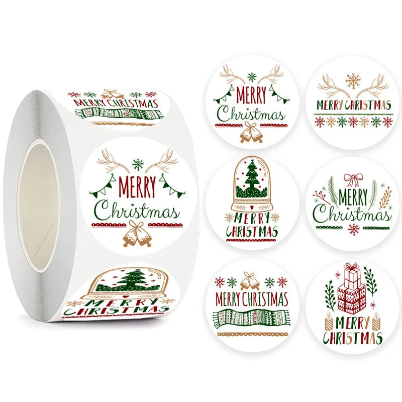 100-500pcs Merry Christmas Stickers 1Inch Santa Merry Tree Festival Sticker For Gift Package Seal Labels Wedding Decoration (ONLINE ORDER ONLY)