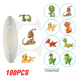 100-500pcs Cartoon Dinosaur Stickers Seal Label Photo Album Decoration for School Reward Sticker Children's Stationery 1 inch (ONLINE ORDER ONLY)