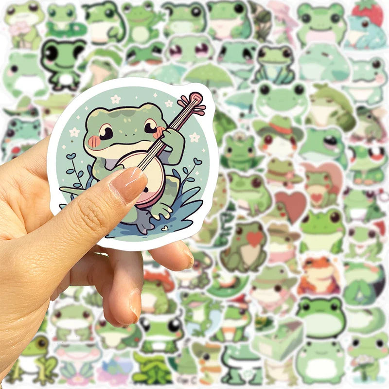10/30/100PCS Cute Little Frog PVC Sticker Aesthetic Stationery School Supplies DIY Decoration Korean Scrapbooking for Kids (ONLINE ORDER ONLY)