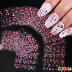 20Pcs Holographic Butterfly Nail Sticker Laser Gold & Sliver Butterfly Adhesive Decal 8.5x6cm 3D Glitter Foil DIY Manicure Decor (Online Order Only)