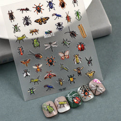 Chic Dragonfly Spider Insect Butterfly 3D Self Adhesive Nail Art Decoration Sticker Heart Puppy Flower Manicure Decal Y2K Flower (ONLINE ORDER ONLY)