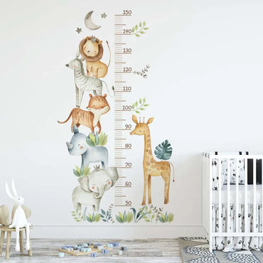 3PC Cartoon Animal Height Ruler Wall Stickers for Waterproof Removable PVC Kids Room Kindergarten Home Decoration (Online Order Only)