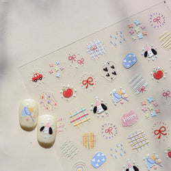 Graffiti Lines Apple Dog Car Bowknot Love Heart Flower Capture Net Grid Butterfly Rain Adhesive Nail Art Sticker Manicure Decals (ONLINE ORDER ONLY)