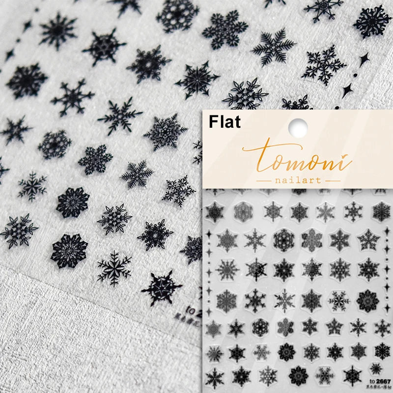 Hot Stamping Romantic White Gold Snowflakes Hexagon Winter 3D Self Adhesive Nail Art Stickers Shiny Rhinestone Manicure Decals (Online Order Only)