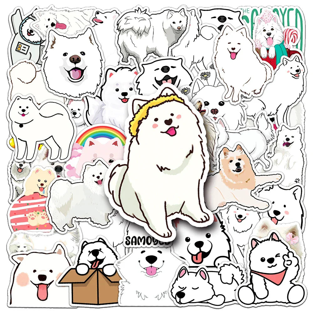 Kawaii Samoyed Dog Stickers 10/30/50pcs Laptop Scrapbook Phone Decor (ONLINE ORDER ONLY)