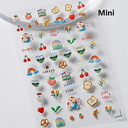 Cute Cat Eye Fishbone Animals Leopard Cat Ginger Cat Kitten Exclamation Point Paw Self Adhesive Nail Art Sticker Manicure Decals (ONLINE ORDER ONLY)