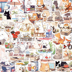 Cute Cartoon Animal Cat Stickers for Laptop, Phone, Notebook, Guitar - 10/30/50pcs (Online Order Only)