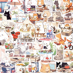 Cute Cartoon Animal Cat Stickers for Laptop, Phone, Notebook, Guitar - 10/30/50pcs (Online Order Only)