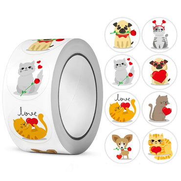 100-500pcs Cute Cat Stickers Animal Cartoon Label Gifts Decoration School Reward Encourage Student Stationery Thank You Stickers (ONLINE ORDER ONLY)