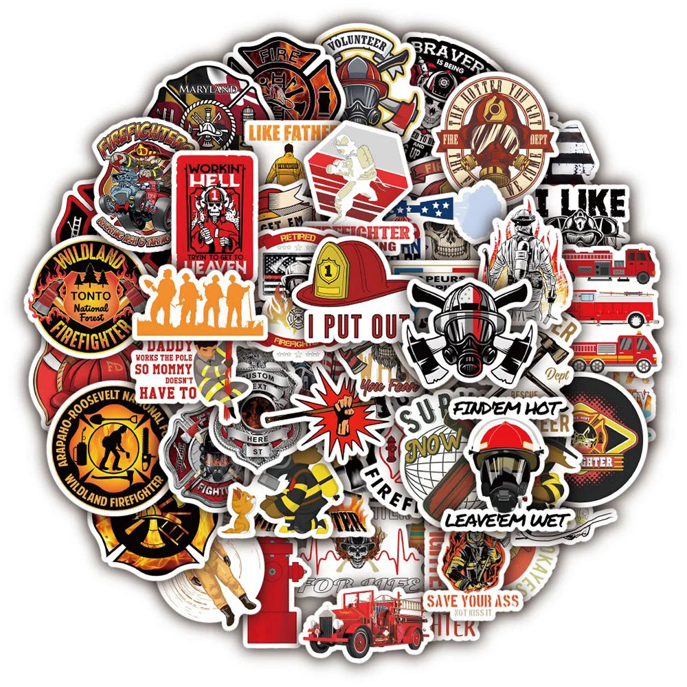 Firefighter Hero Sticker Pack: Waterproof Decals for Luggage, Laptop, Fridge (ONLINE ORDER ONLY)