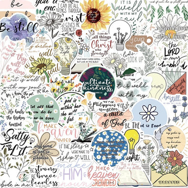 10/30/50pcs Jesus Christian Stickers Religious Bible Decals DIY Scrapbooking Notebook Skateboard Luggage Laptop Phone Sticker (Online Order Only)