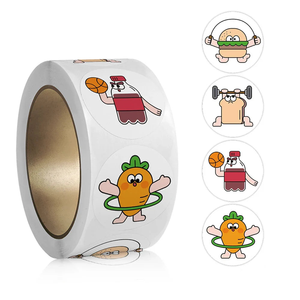 100-500pcs Cute Cartoon Stickers Children's Stickers Kindergarten Inspirational Little Red Flower Reward Roll Stickers (ONLINE ORDER ONLY)