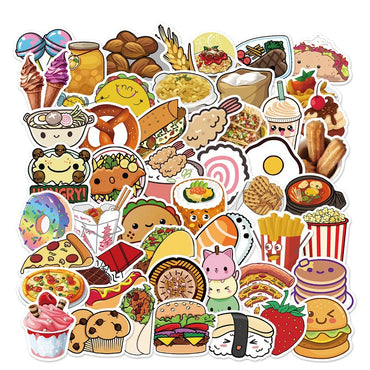 10/30/50PCS Creative Cartoon Food Sticker Packs (ONLINE ORDER ONLY)