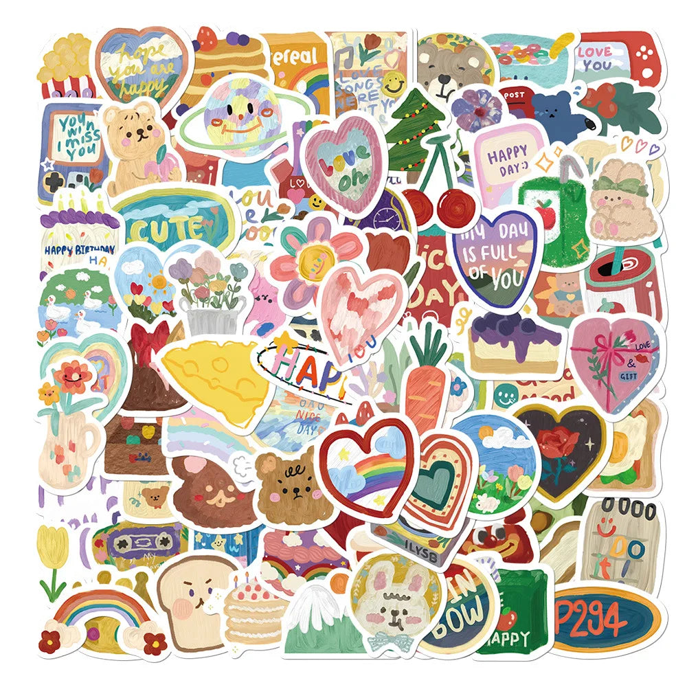 Kawaii Bear Flower Cartoon Stickers for Kids DIY Notebook Laptop Phone Decals (ONLINE ORDER ONLY)