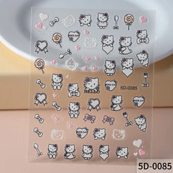 1pc 5D Pink/Black Hello Kitty Nail Art Stickers Anime Cartoon Japanese Cartoon KT Cat Manicure Decal Luxury DIY Nail Accessories (ONLINE ORDER ONLY)