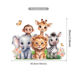 Cartoon Lion Elephant Wall Stickers Kids Room Decor (Online Order Only)