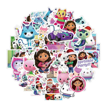 10/30/50PCS Gabby's Dollhouse Stickers Kids Toys Sticker Funny Animation Decals Cute Cat Cartoon Decoration Laptop Guitar Bike (ONLINE ORDER ONLY)