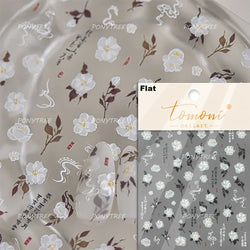 Pure White Lily Petals Flower Butterfly Branch Leaves Line Minimalist Self Adhesive Nail Art Decorations Sticker Manicure Decals (ONLINE ORDER ONLY)