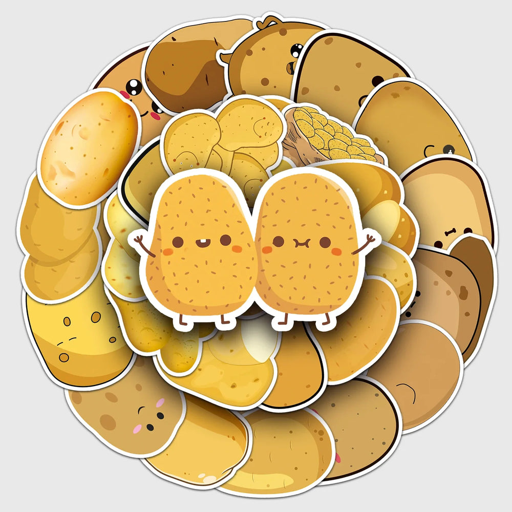 50Pcs Cartoon Potato Waterproof Vinyl Stickers for Skateboard Snowboard Decal (Online Order Only)
