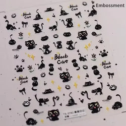 Cute Cat Eye Fishbone Animals Leopard Cat Ginger Cat Kitten Exclamation Point Paw Self Adhesive Nail Art Sticker Manicure Decals (ONLINE ORDER ONLY)