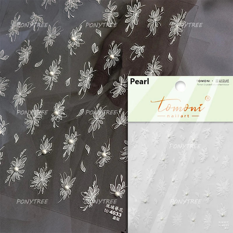 Pure White Lily Petals Flower Butterfly Branch Leaves Line Minimalist Self Adhesive Nail Art Decorations Sticker Manicure Decals (ONLINE ORDER ONLY)