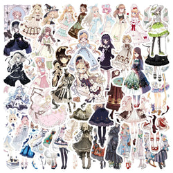 Goth Lolita Stickers Set - Aesthetic Cartoon Decals for Laptop, Diary, Phone (Online Order Only)