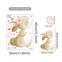 Boho Rabbit Butterfly Flower Wall Sticker Nursery Kids Room Decor (ONLINE ORDER ONLY)