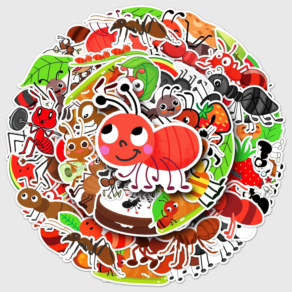 50Pcs Ant Cartoon Waterproof Vinyl Stickers for Skateboard Snowboard Decal (ONLINE ORDER ONLY)