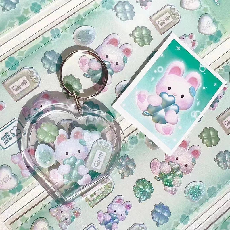 Korean ins Cute Angel Rabbit Sticker Scrapbooking Idol DIY Album Decoration Sticker Aesthetic Personalized Kawaii Stationery (ONLINE ORDER ONLY)
