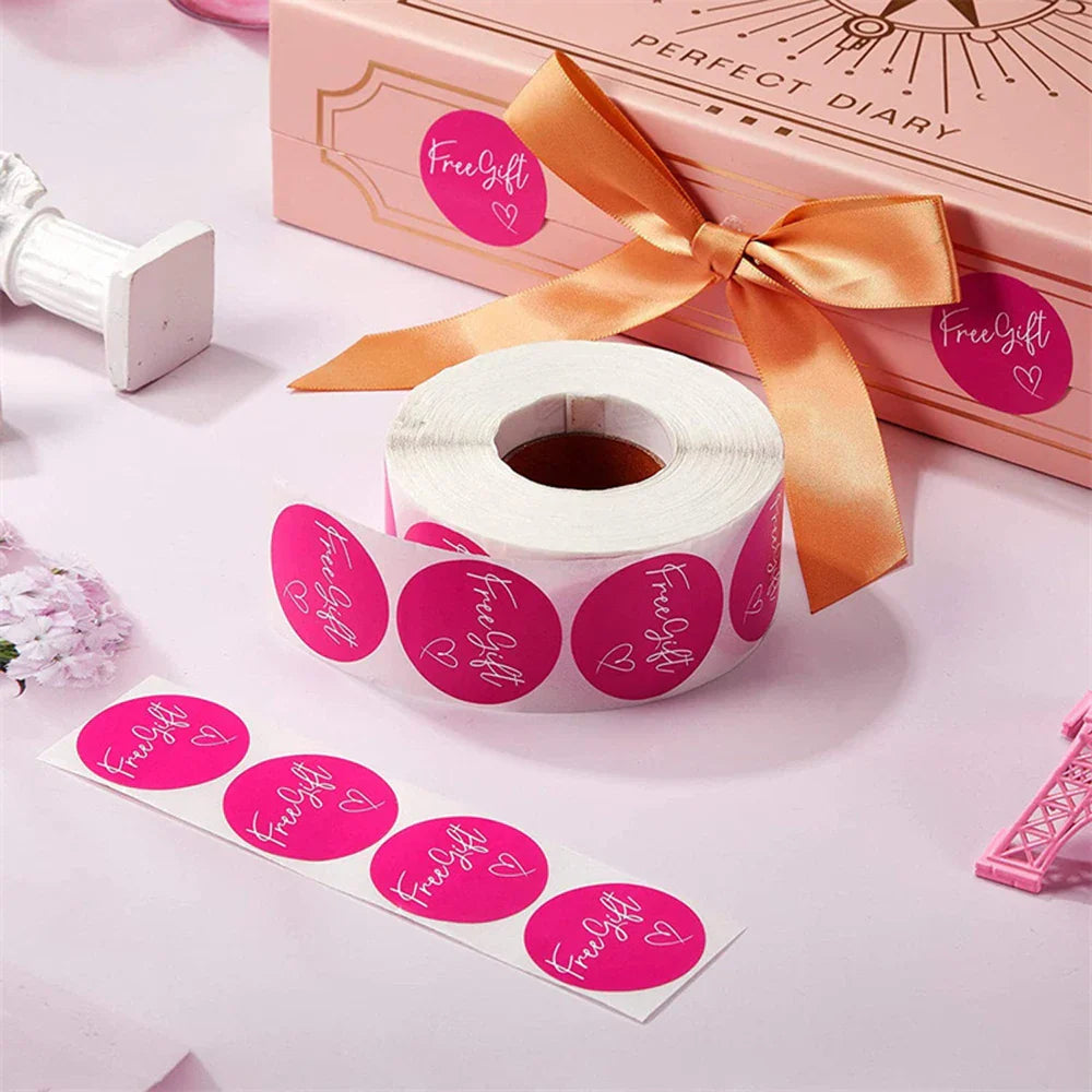 100-500pcs Free Gift Letters Labels Sticker Stationary Supplies Pink Thank You Sticker For Small Business Package Card 1 Inch (ONLINE ORDER ONLY)