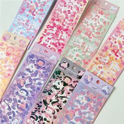 6/8pcs Kawaii Ribbon Rabbit Decorative Sticker Set Girls Scrapbooking Idol Card DIY Diary Album Collage Material Korean Stickers (ONLINE ORDER ONLY)
