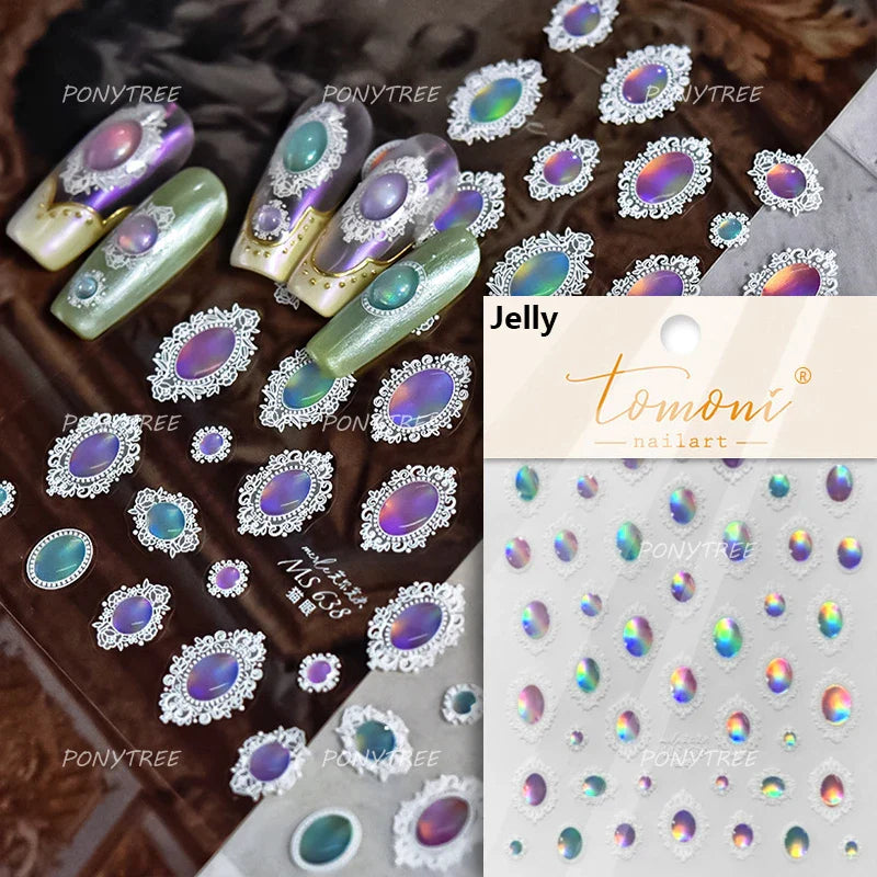 Retro European Flower Frame Gypsophila Bouquet Garden Charming Tulip Lavender Daisy Delicate Nail Art Stickers Manicure Decals (ONLINE ORDER ONLY)