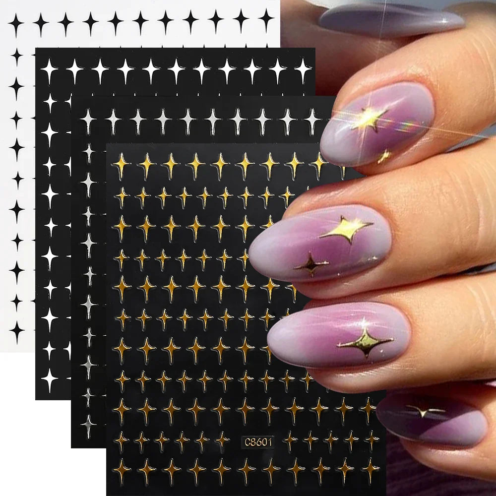 4pcs Elegant Metallic Butterfly Nail Art Stickers Holographic Silvery Chrome Effect Butterfly Sliders for Nails Manicure Decors* (ONLINE ORDER ONLY)