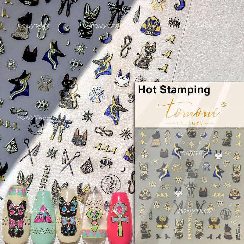 Glitter Star Snake Moon Darkness Eye Love Heart Crown Sword Self Adhesive Nail Art Stickers Punk Jelly Angel Wing Manicure Decal (ONLINE ORDER ONLY)