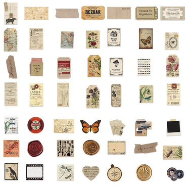 10/30/50PCS Vintage Collect PVC Sticker Aesthetic Sticky DIY Korean Stationery Decoration Scrapbooking School Supplies for Kids (ONLINE ORDER ONLY)