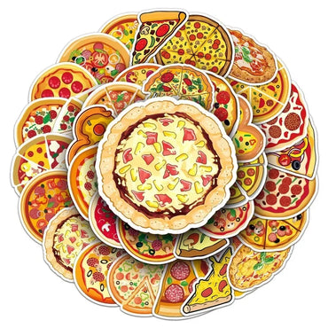 10/50Pcs Colorful Pizza Cartoon Food Personalized Children's Decoration Water Cup Luggage Phone Case Suitcase Waterproof Sticker (ONLINE ORDER ONLY)