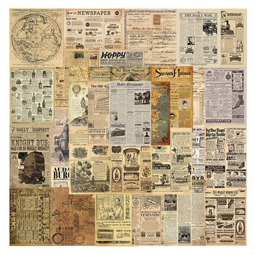 10/35PCS Vintage Parchment Style Newspaper Stickers DIY Notebook Travel Luggage Guitar Motorcycle Cool Waterproof Sticker Decals (ONLINE ORDER ONLY)