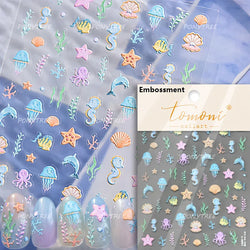 Romantic Mermaid Tail Water Bubbles Seahorse Shell Starfish Coral Pearl Pendant Self Adhesive Nail Art Stickers Manicure Decals (Online Order Only)