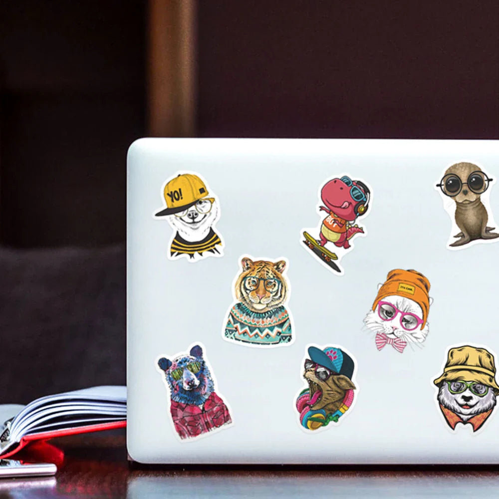 10/30/50PCS Funny Hip Hop Glasses Animals Stickers for Kids Toy Gift DIY Laptop Phone Fridge Helmet Car Sticker Graffiti Decals (ONLINE ORDER ONLY)