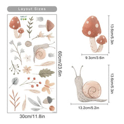 Boho Snail Mushroom Nursery Wall Decals Removable Vinyl Stickers Kids Room Decor (Online Order Only)