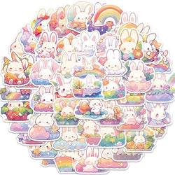 10/30/50PCS Rainbow Rabbit PVC Sticker Aesthetic Children's Korean Decoration Scrapbooking Stationery School Supplies for Kids (ONLINE ORDER ONLY)