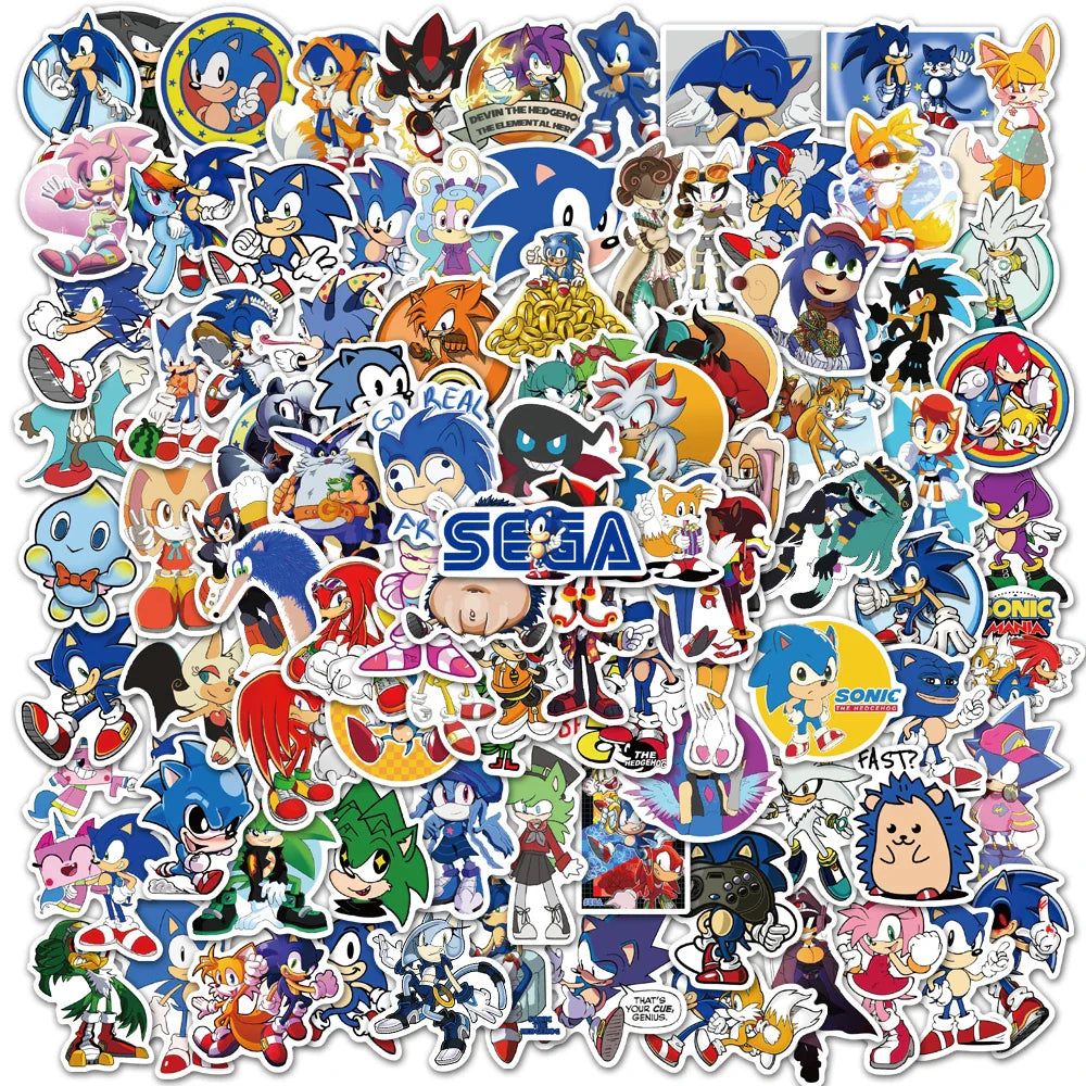 100Pcs Sonic Cartoon Stickers Set for Kids - DIY Phone Case & Stationery Decor (Online Order Only)