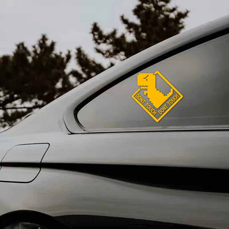 "DONT TOUCH"stickers,Cute pixel style little dinosaur decal,High Quality And Durable Automobiles Exterior Accessories Decals (ONLINE ORDER ONLY)