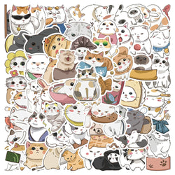 60pcs Cute Cartoon Japanese Style Cats Stickers Kids Animal Decals Vinyl Waterproof Graffiti For Luggage Phone Laptop Sticker (ONLINE ORDER ONLY)
