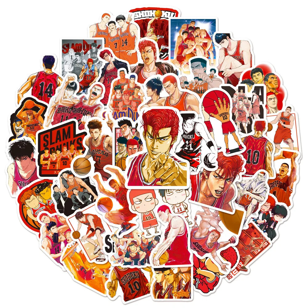 Anime SLAM DUNK Stickers Set: Luggage, Laptop, Motorcycle, Car, Fridge Decals (Online Order Only)