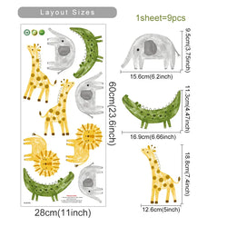 Cute Lion Elephant Giraffe Animal Wall Stickers for Kids Room Nursery Bedroom Decals (ONLINE ORDER ONLY)