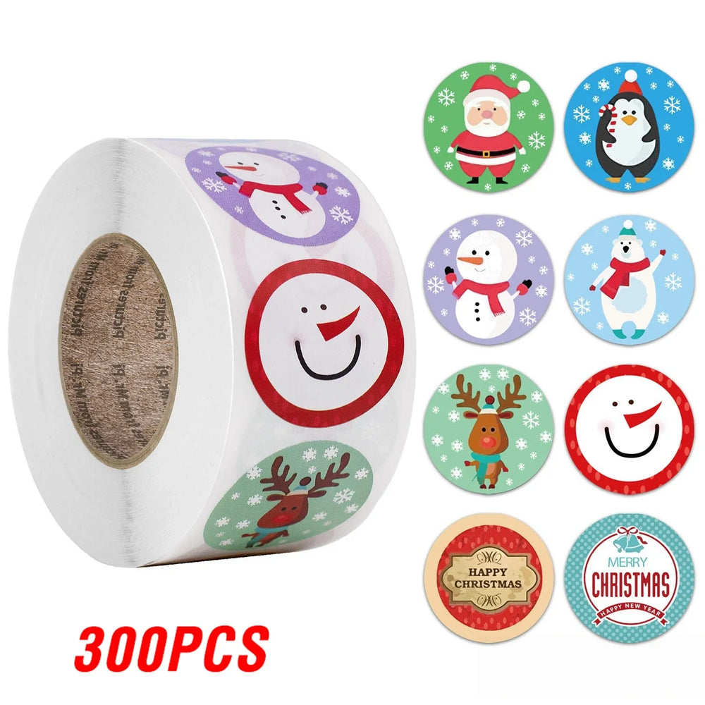 100-500pcs Christmas Theme Seal Labels Stickers For DIY Gift Baking Package Envelope Stationery Decoration 1inch (Online Order Only)