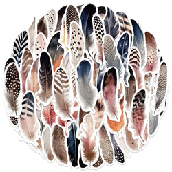 10/30/64PCS Cute Feather Stickers Aesthetic Decorative PVC Waterproof Phone Suitcase  Skateboard Notebook Phone Wall Decals Toys (Online Order Only)