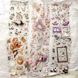 2 Sheets Cute Lolita Girl Decoration Sticker Aesthetics Hand Account DIY Collage Material Kawaii Stationery Scrapbooking Sticker (Online Order Only)