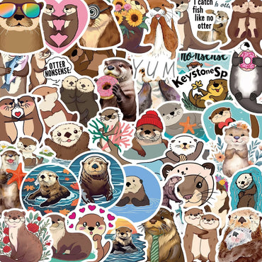 10/50Pcs Cute Funny Cartoon Otter Animals Stickers Kid Toys Laptop Suitcase Skateboard Phone Guitar Graffiti Decoration Sticker (Online Order Only)